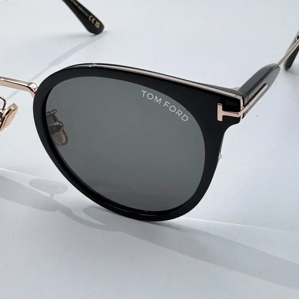 Tom Ford Sunglasses TF1244-K 01A Womens Black Round Frame Gray Lens 54-22-145